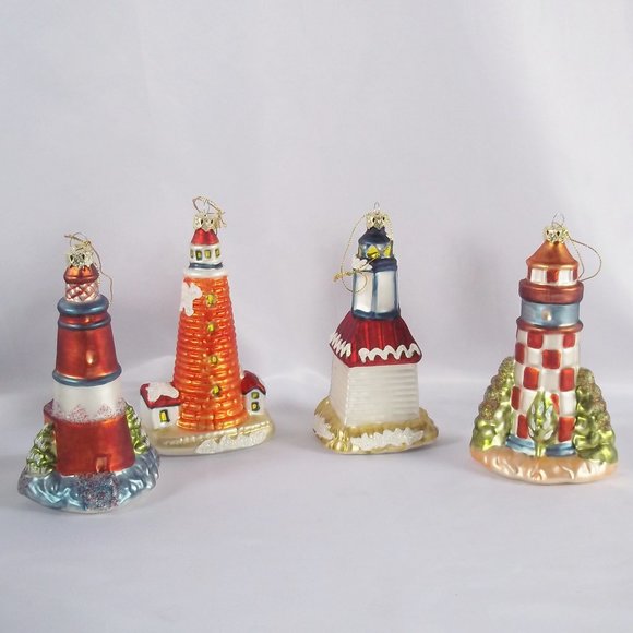 Set of 4 Different Lighthouse Hanging Ornaments - Picture 2 of 11